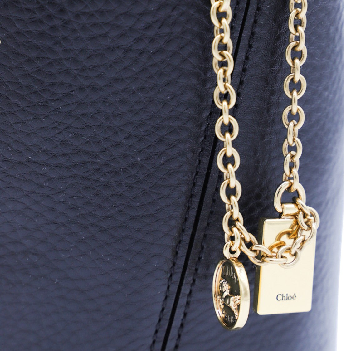 Chloé Textured Leather Spin Tote With Gold-Tone Accents