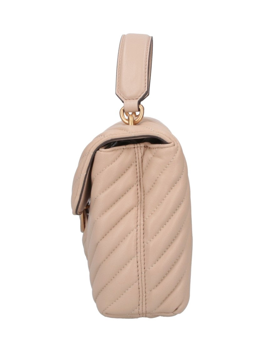 Pinko Beige Quilted Leather Lady Love Puff Top Handle Bag