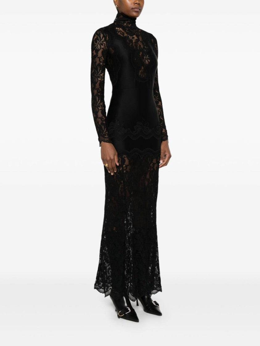 Rabanne Long Sleeve Black Lace Evening Dress