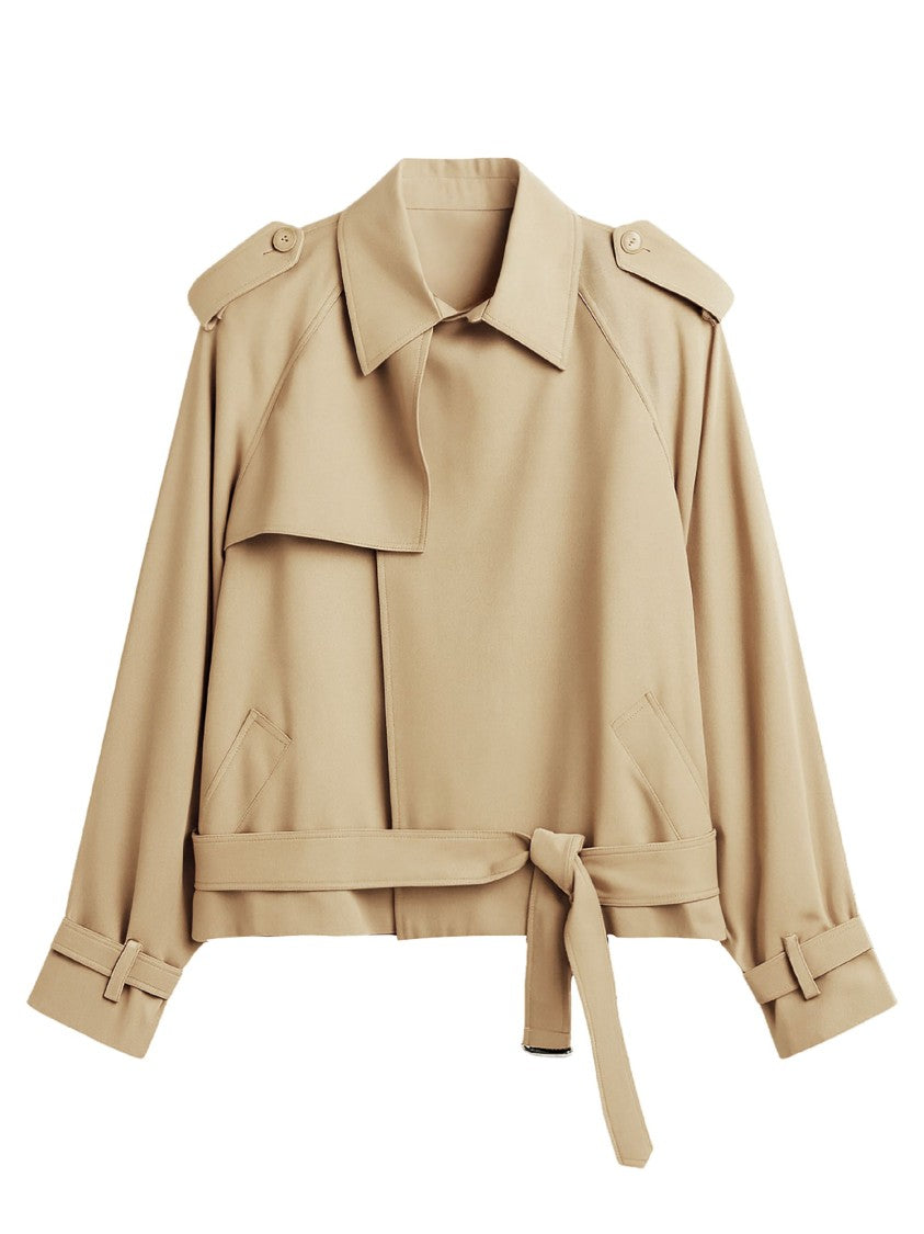 The Frankie Shop Beige Shoulder Pads Viscose Trench Coat