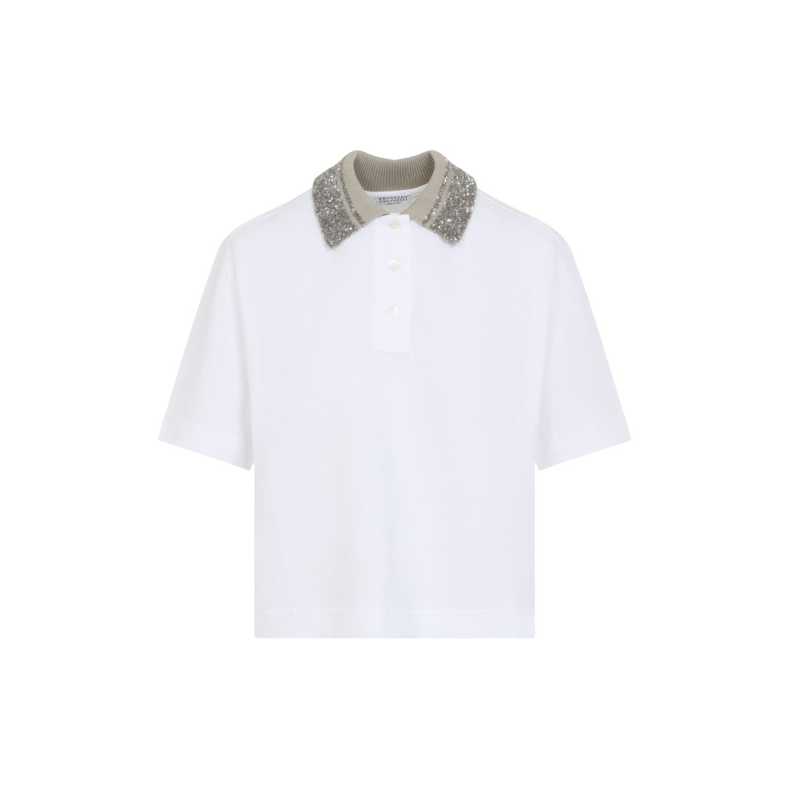 Brunello Cucinelli Cotton Polo Shirt With Paillette-Embellished Collar