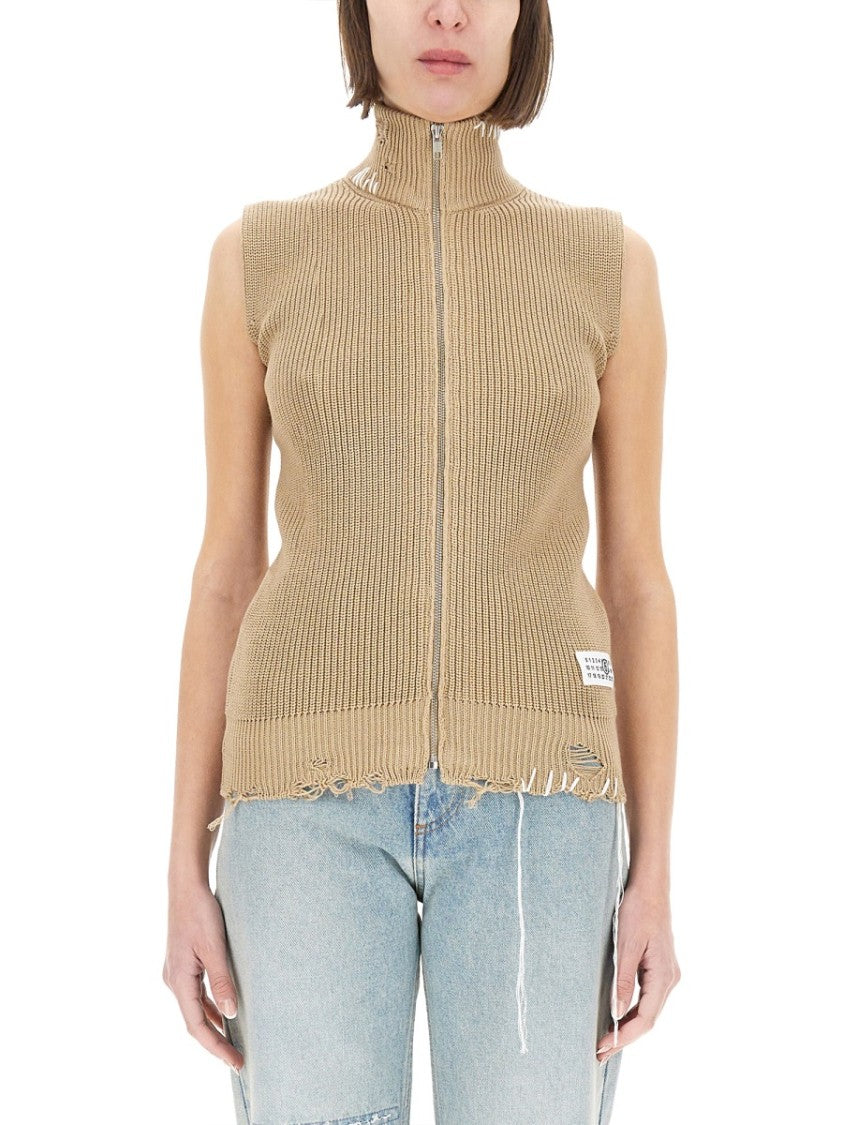 Mm6 By Maison Margiela High Collar Knitted Vest