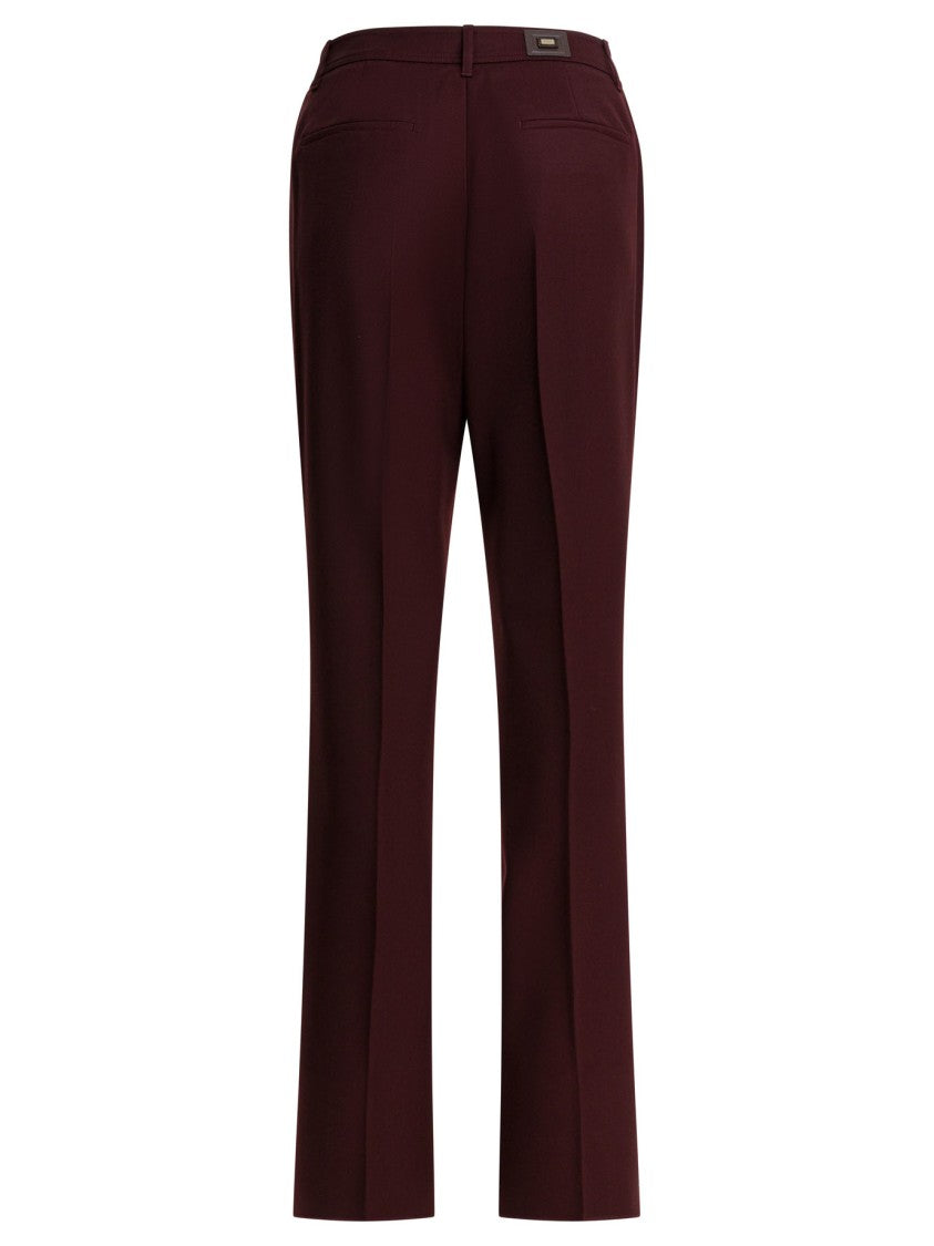 Max Mara Tailored Straight-Leg Trousers In Rich Burgundy Wool