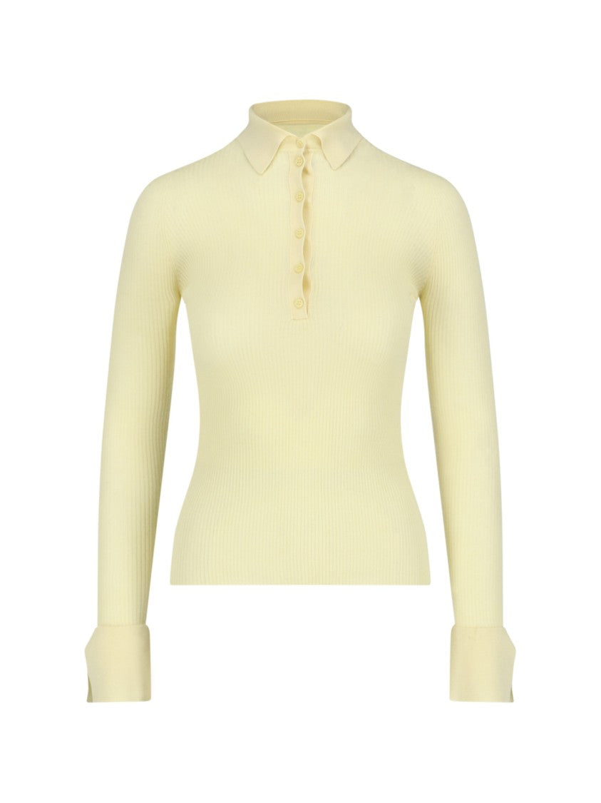 Sa Su Phi Ribbed Cashmere-Silk Polo With Classic Collar