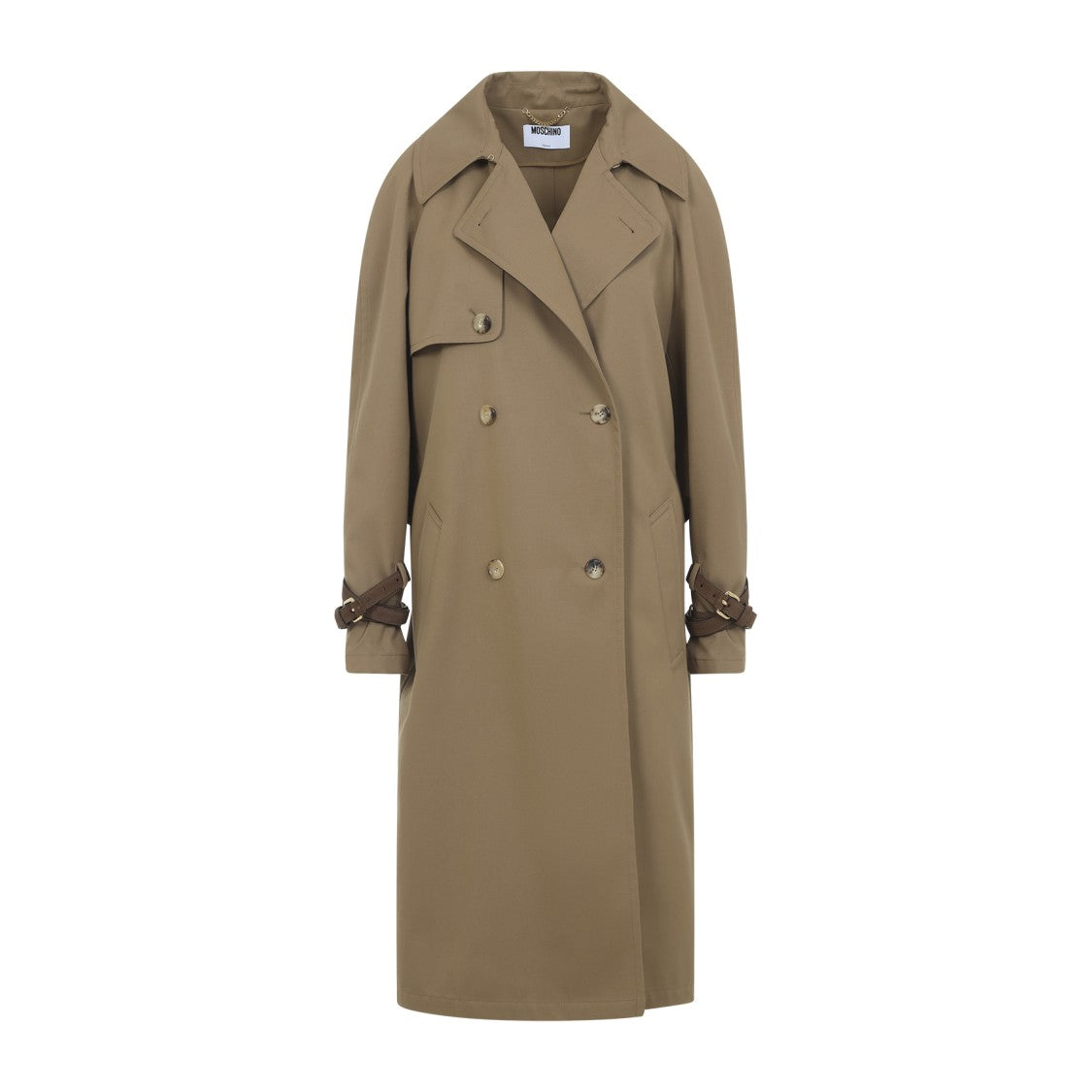 Moschino Double-Breasted Trench Coat With Classic Lapel