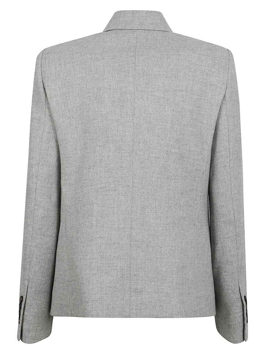 Brunello Cucinelli Double-Breasted Light Grey Virgin Wool And Cashmere Jacket