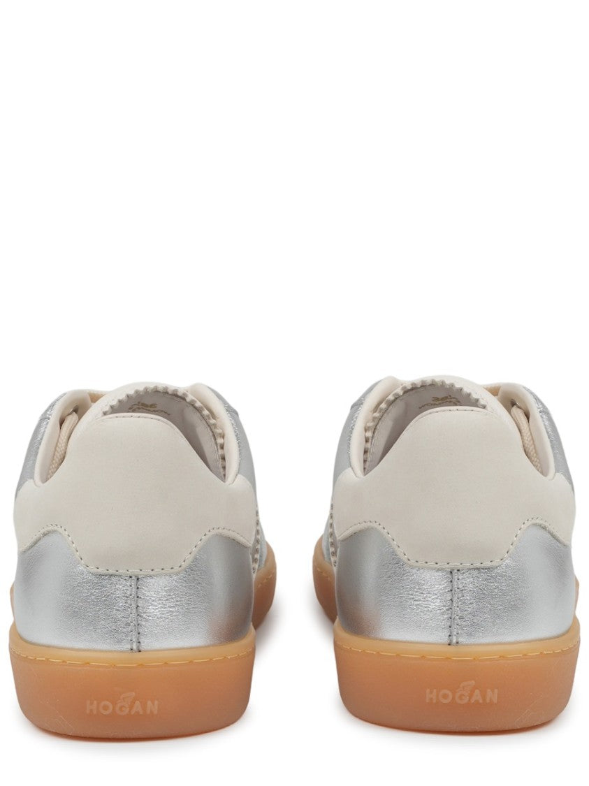 Hogan Metallic Silver Calfskin Mutton Sneakers