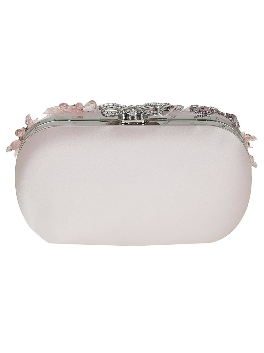 Self-Portrait Beaded Satin Clutch