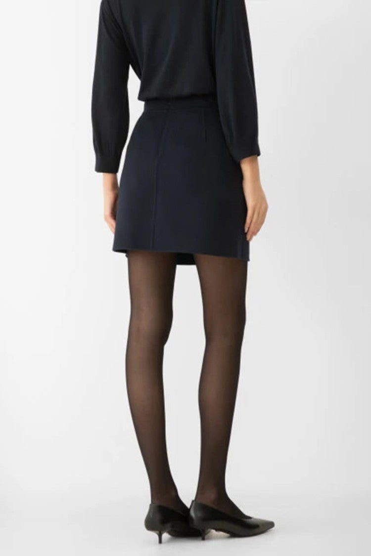 Max Mara Navy Virgin Wool A-Line Mini Skirt