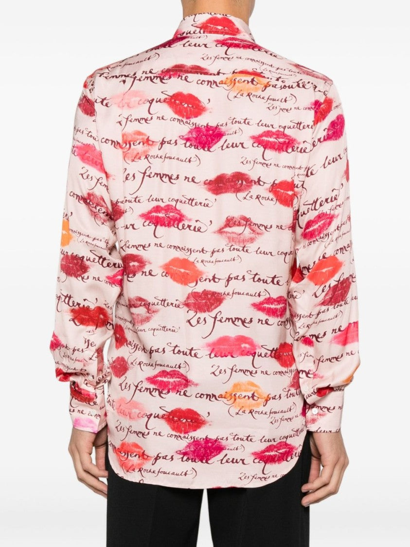 Vivienne Westwood Light Pink Lips Print Casual Shirt