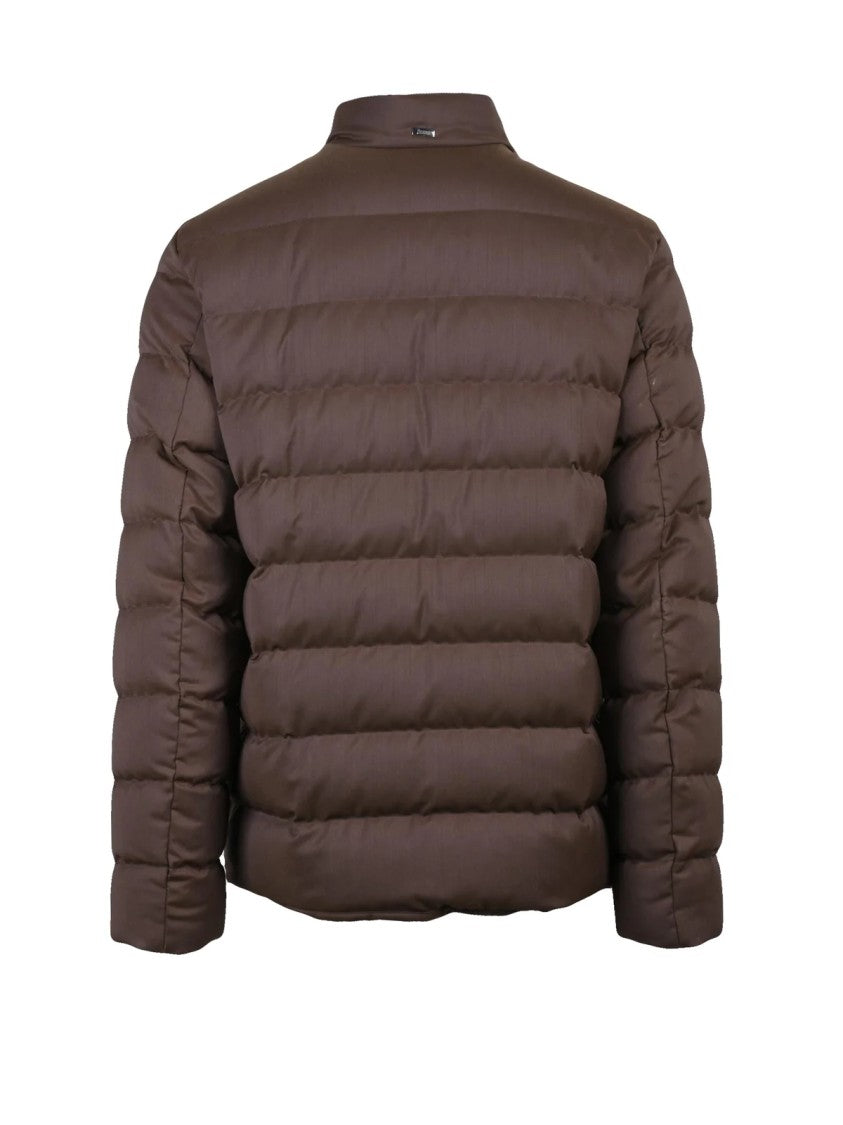 Herno Horizontal Quilted Down Jacket In Wool-Polyester Blend