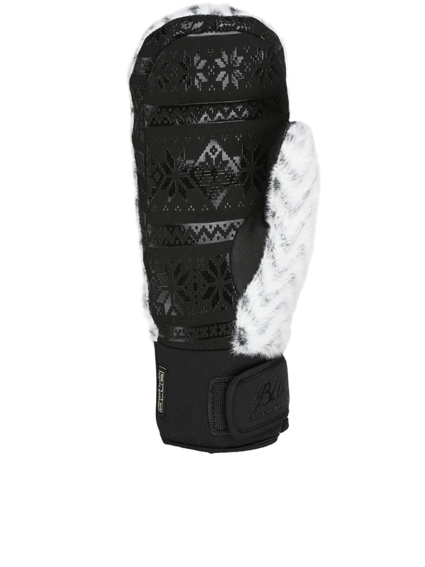 Level Plush Faux Fur Mittens With Nordic Patterns And Adjustable Straps