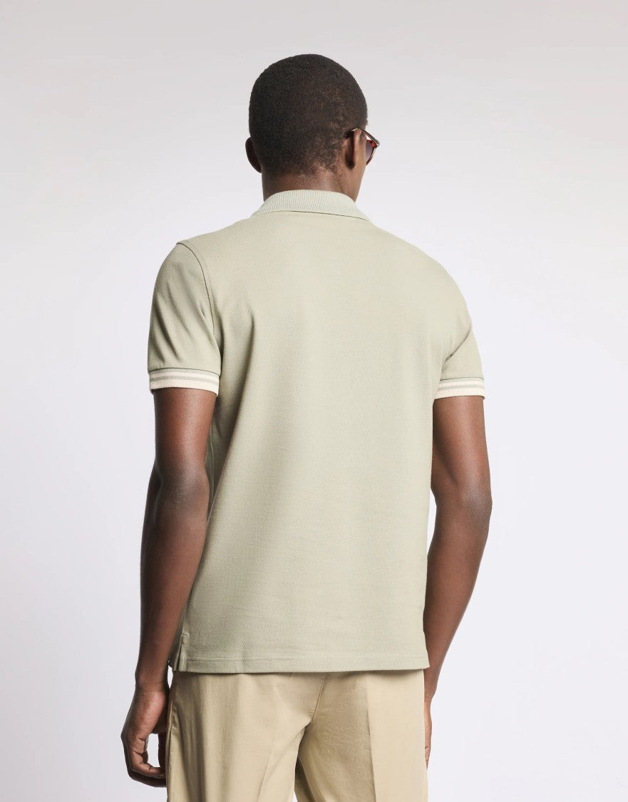 Fay Buttonless Striped Piquet Polo With Embroidered Logo