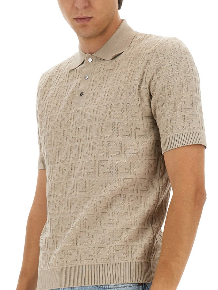Fendi Ff Cotton Knit Polo Shirt