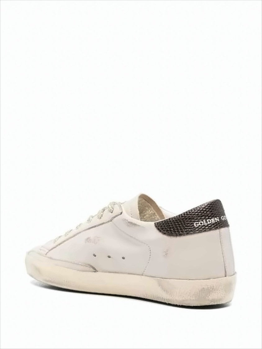 Golden Goose Distressed White Leather Sneakers With Textured Star