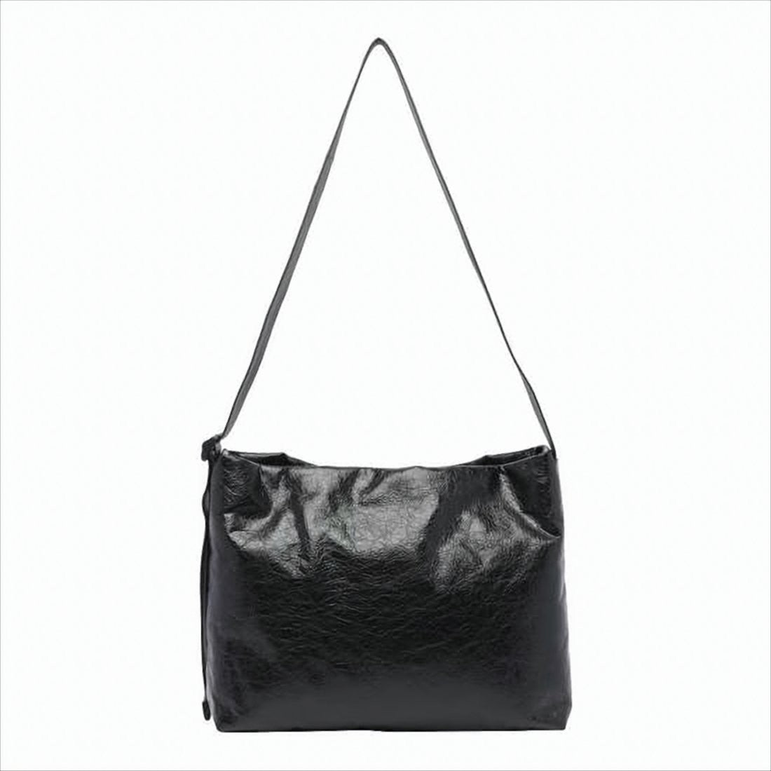 Balenciaga Glossy Calf Leather Shoulder Bag With Metallic Logo