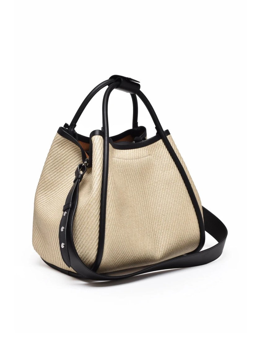Max Mara Textured Beige Shoulder Bag With Suede Lining And Adjustable Strap