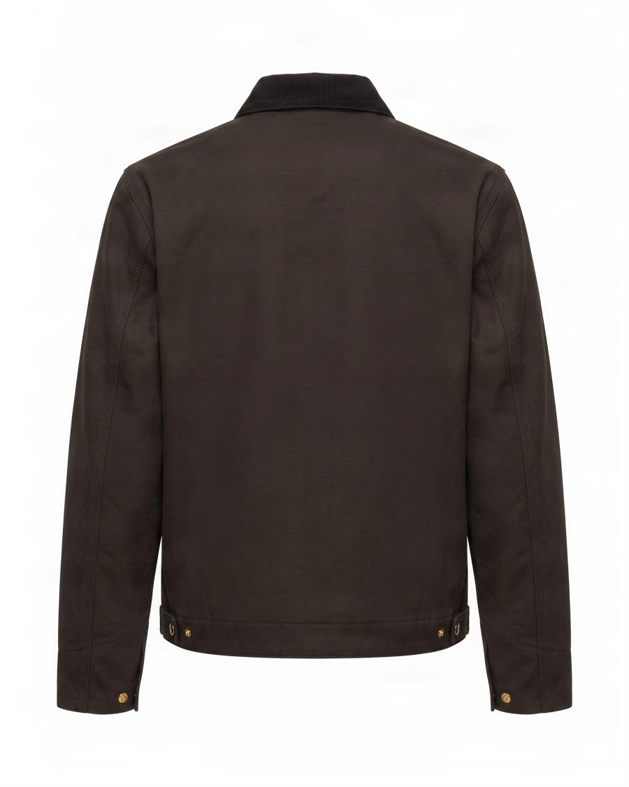 Carhartt Wip Brown Detroit Jacket With Corduroy Collar And Organic Cotton Canvas