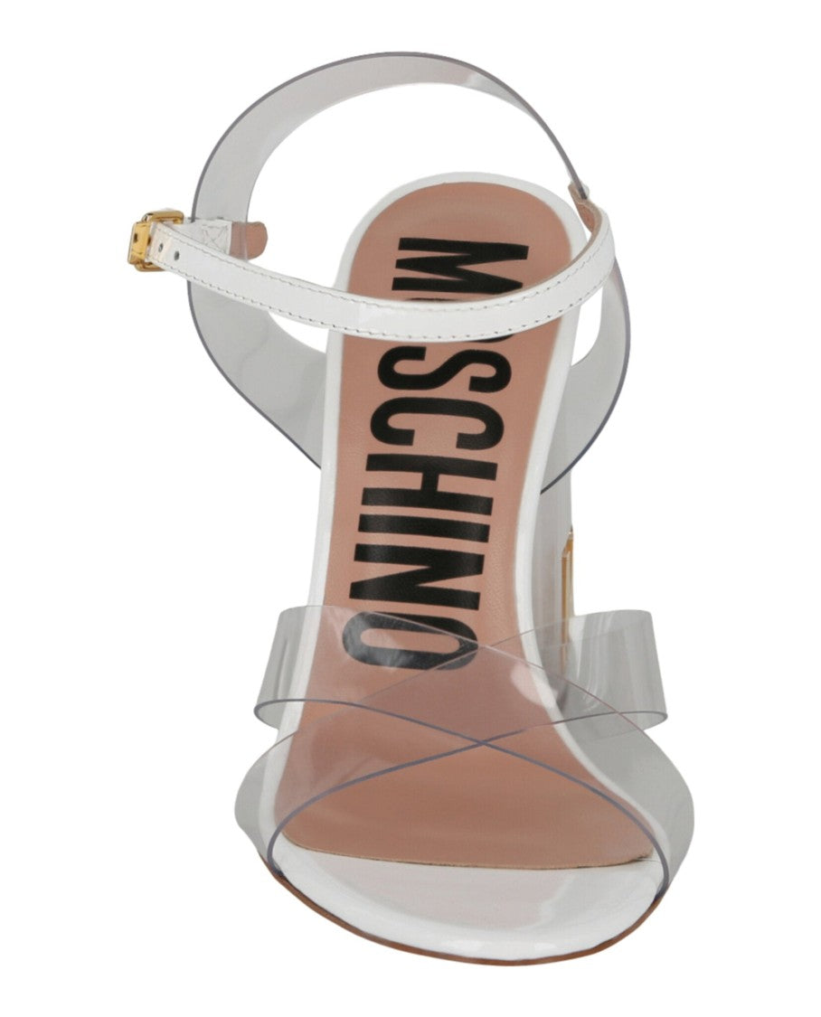 Moschino Transparent Logo Heel Sandals