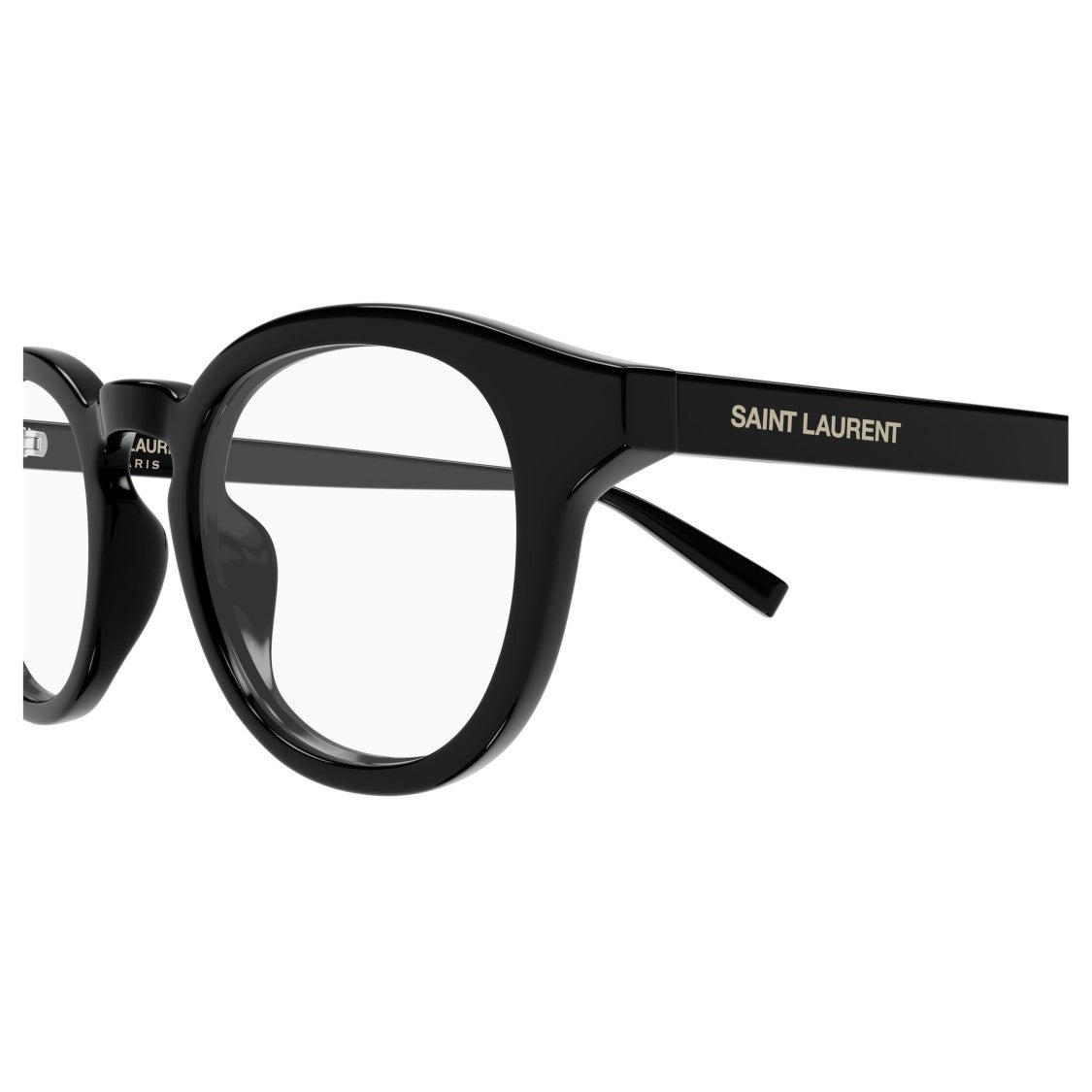 Saint Laurent Classic Round Frame Eyeglasses With Glossy Black Finish