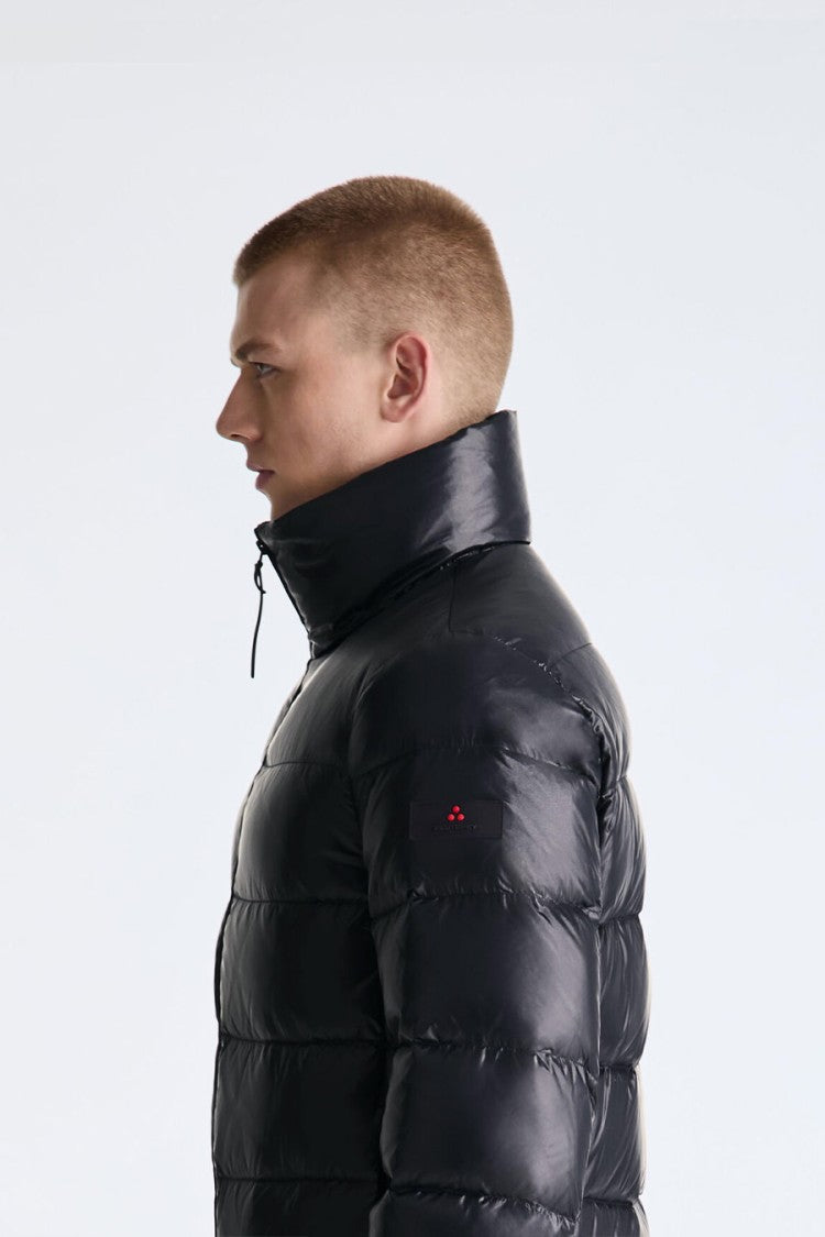 Peuterey Black Glossy Stand-Collar Down Puffer Jacket