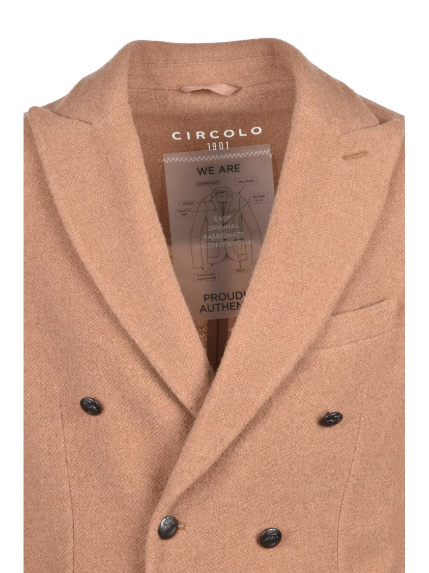 Circolo 1901 Beige Double-Breasted Virgin Wool-Blend Blazer