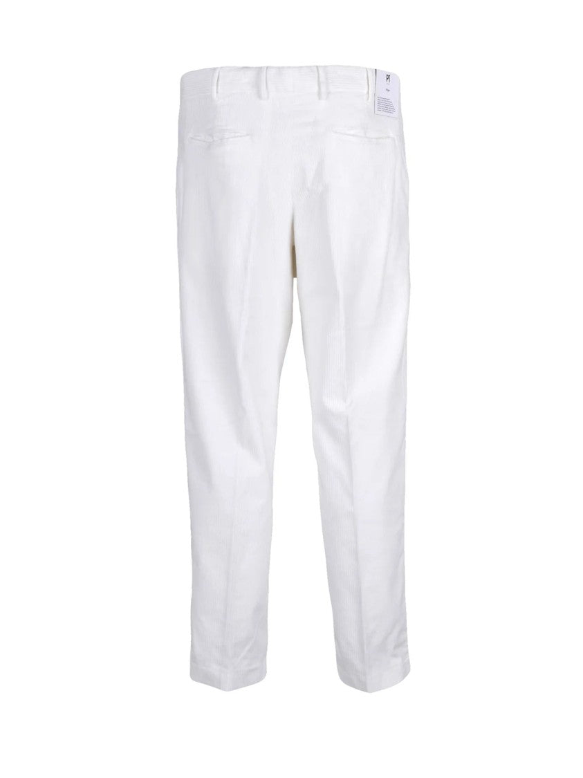 Pt Torino White Stretch Cotton-Blend Formal Pants
