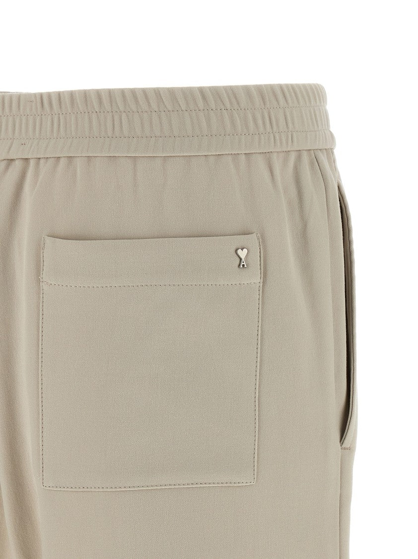 Ami Wide-Leg Cotton Trousers With Trompe L'oeil Flap