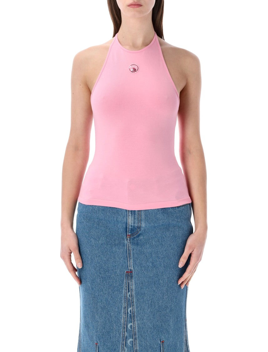Marine Serre Pearl Logo Halter Top