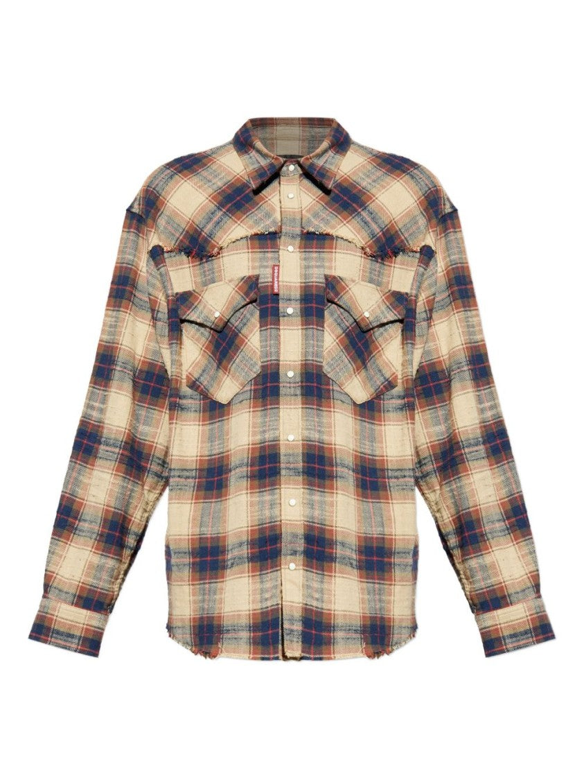 Dsquared2 Beige Plaid Casual Shirt