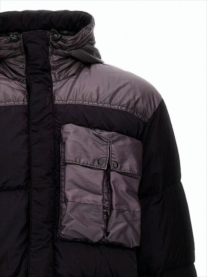 C.P. Company Quilted High Collar Padded Jacket With Hood And Flap Pocket