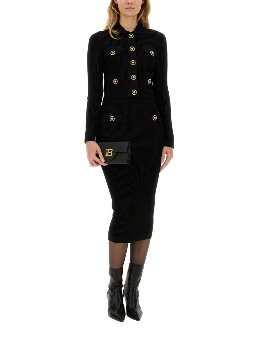 Balmain Fitted Black Knitted Cardigan