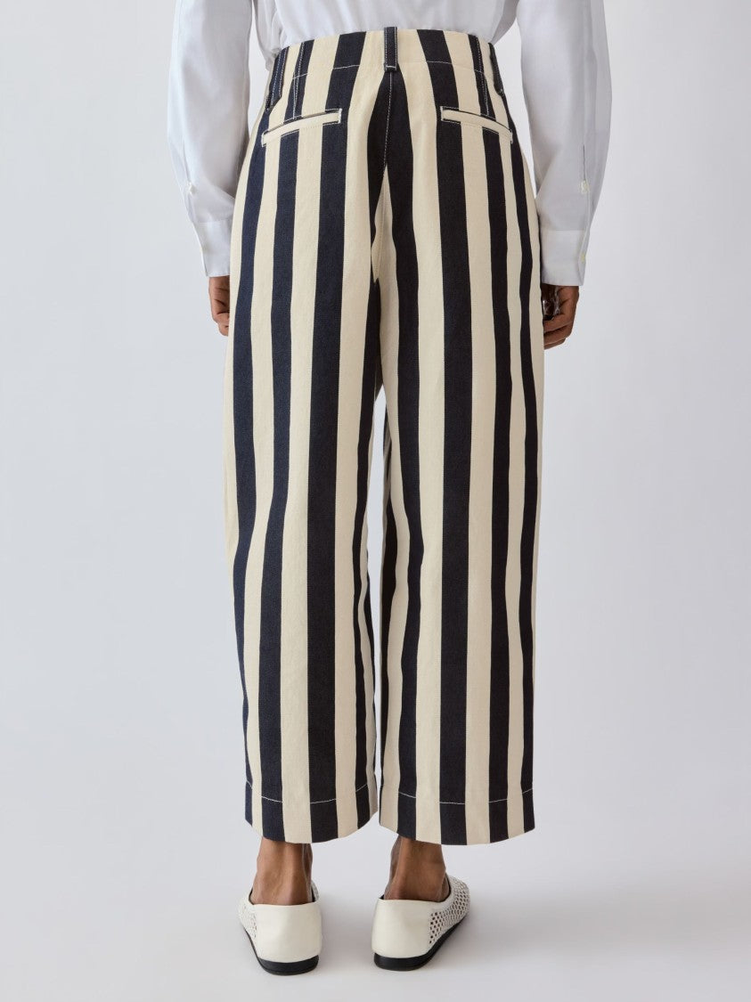Jacquemus White Striped Mid-Rise Straight-Leg Jeans