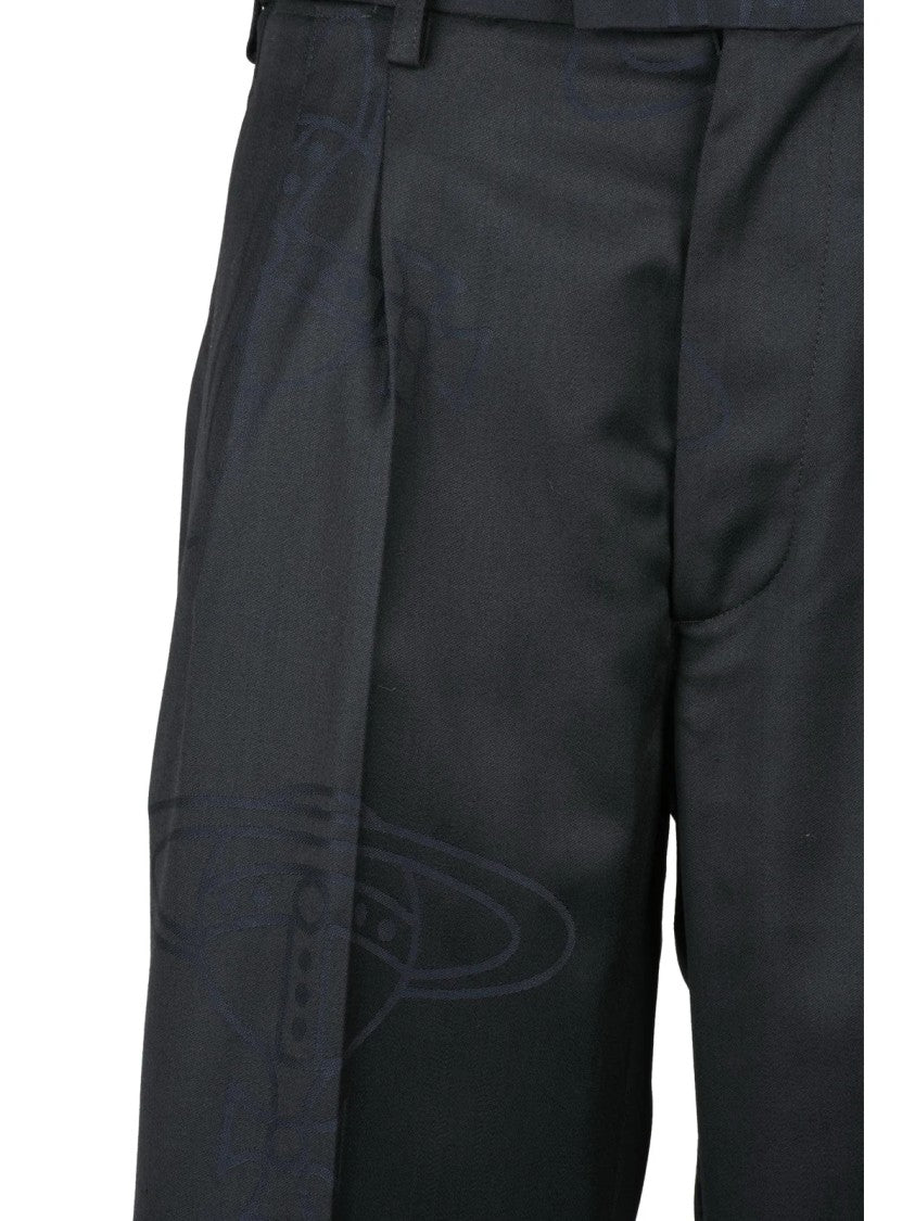 Vivienne Westwood High Waist Wide Leg Trousers With Pleats And Zip Closure