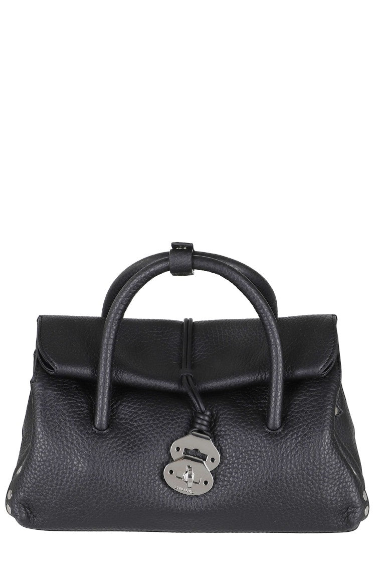 Zanellato Black Hammered Leather Shoulder Bag
