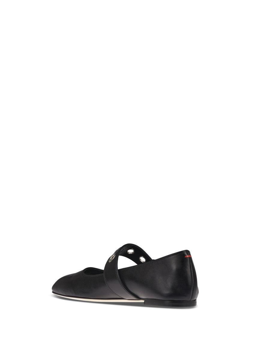 Aeydē Nappa Leather Flats With Circular Hardware Detail