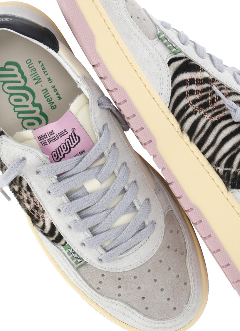 Evenu Equal Grey Calf Hair Low-Top Sneakers