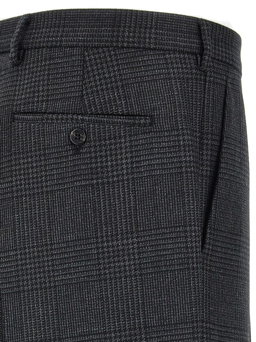 Prada Check Wool Trousers With Hook And Button Closure