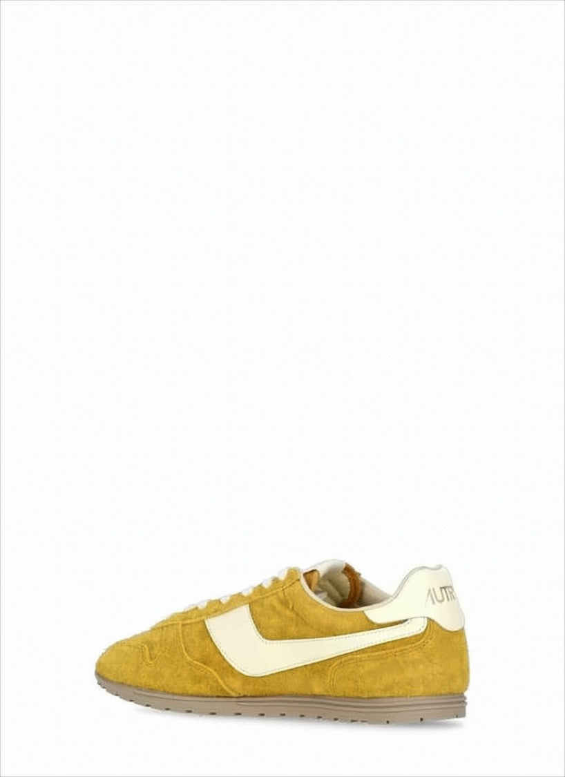 Autry Mustard Yellow Suede Sneakers With White Accents