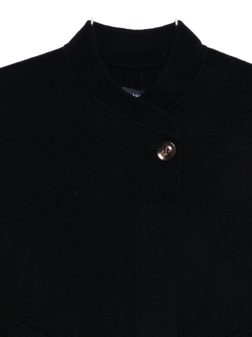 Soeur Cropped Blue Knitwear Jacket With High Neckline