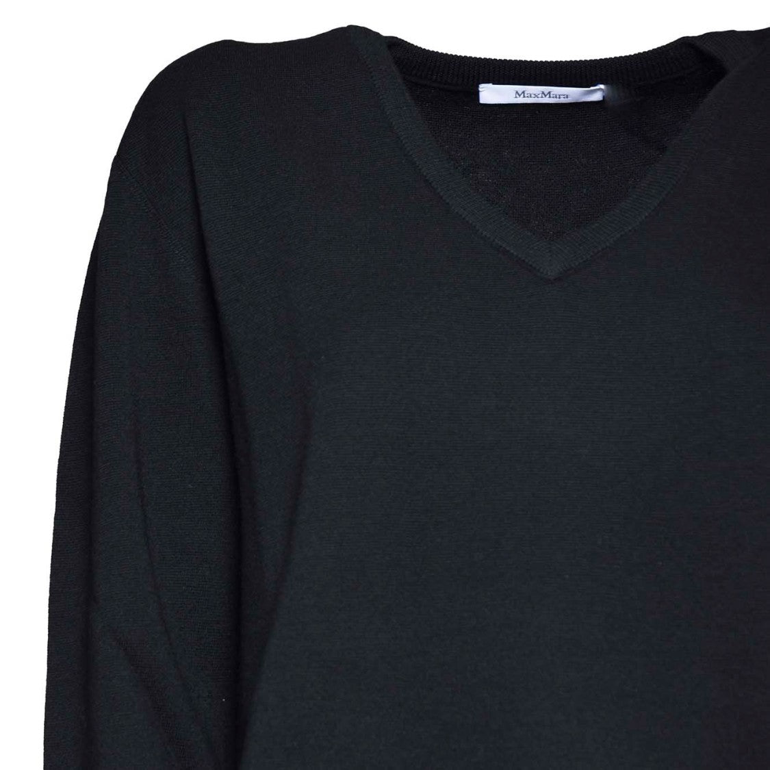 Max Mara Pevera V-Neck Pullover In Black Wool