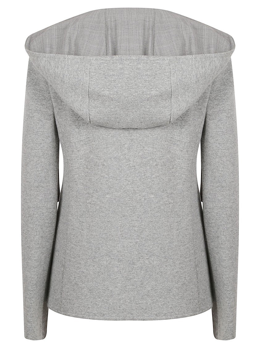 Fabiana Filippi Light Grey Wool Jacket With Wide Collar And Drawstring Details