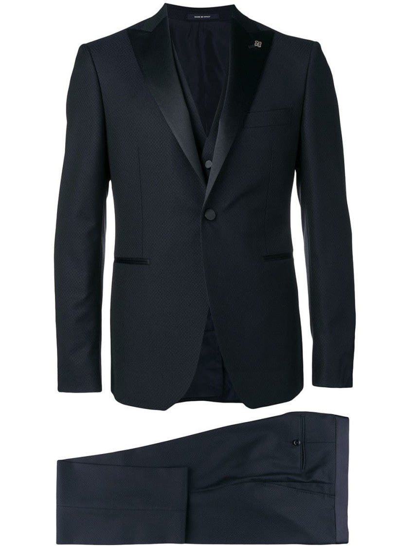 Tagliatore Three-Piece Tailored Suit In Rich Blue Virgin Wool