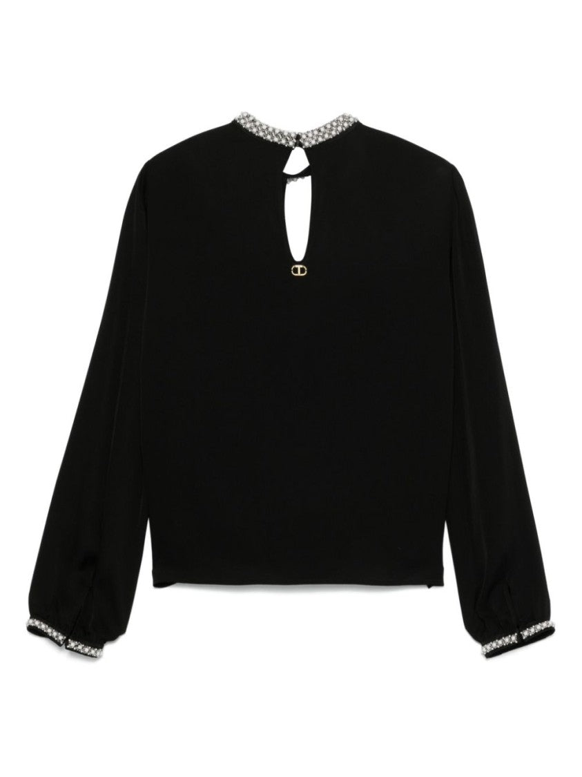 Twin-Set Keyhole Neckline Blouse With Decorative Embellishments