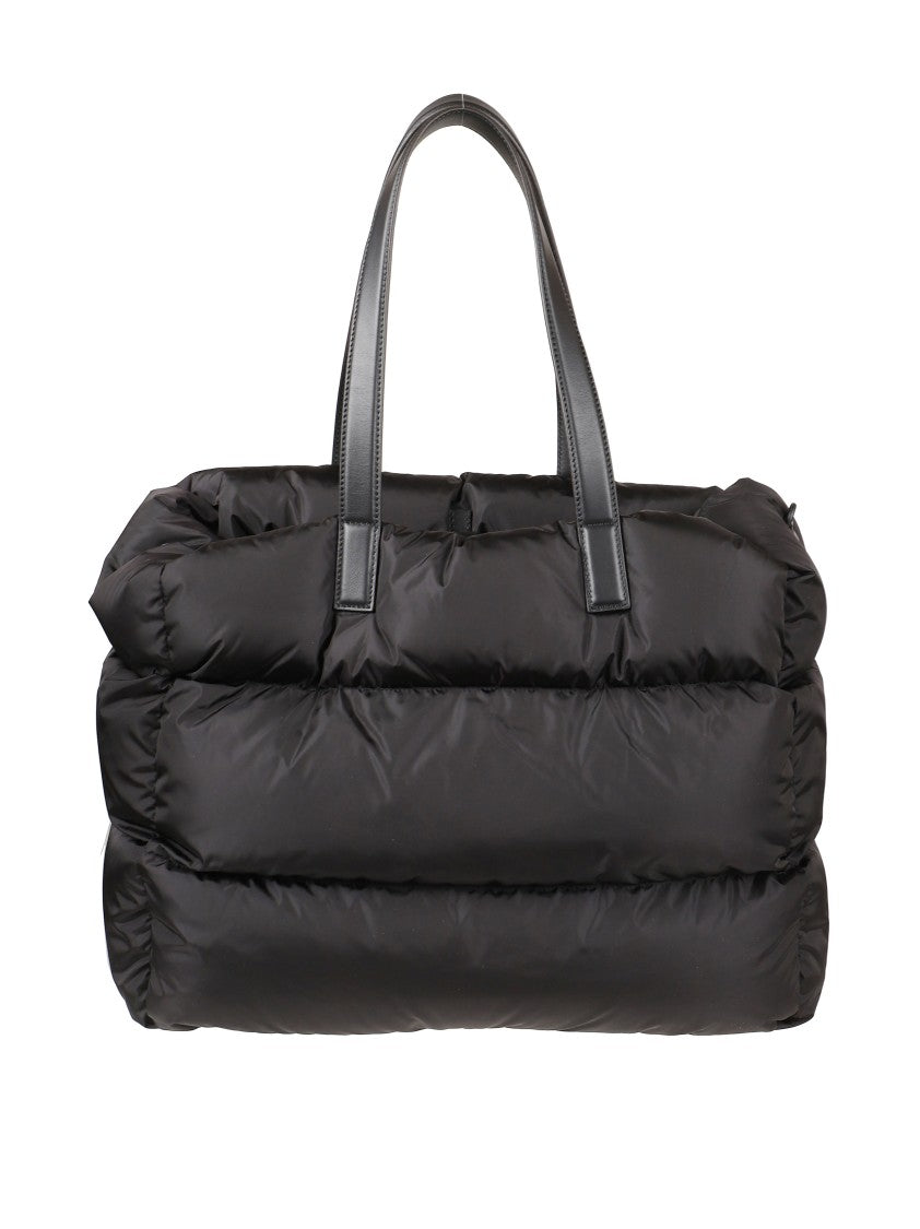 Moncler Padded Black Tote Bag With Quilted Puffer Exterior