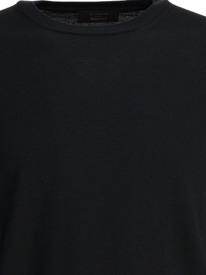 Zanone Fine Knit Black Wool Blend Sweater