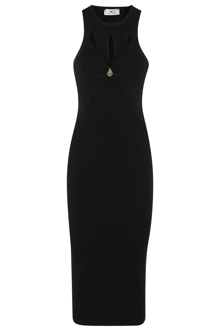 Elisabetta Franchi Stretch Ribbed Fabric Dress