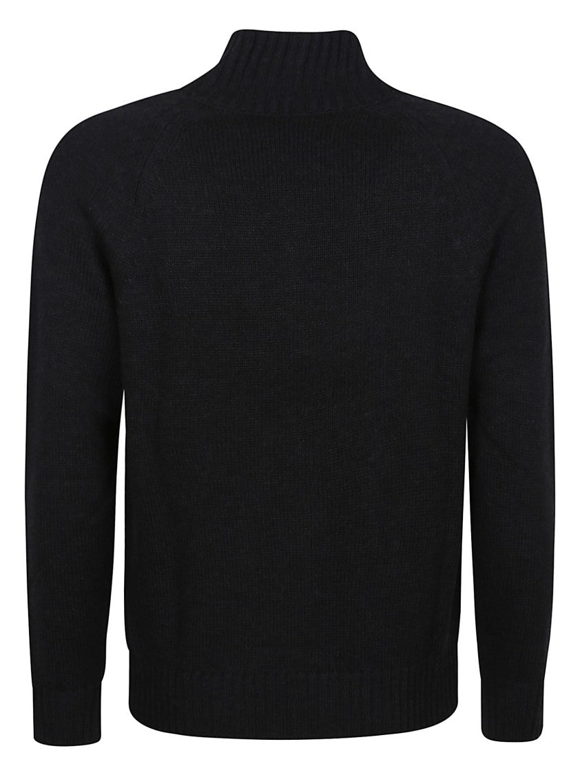 Eleventy Black Ribbed Virgin Wool Sweater