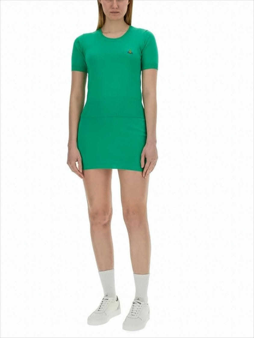 Vivienne Westwood Fitted Short-Sleeve Knit Top With Ribbed Detailing