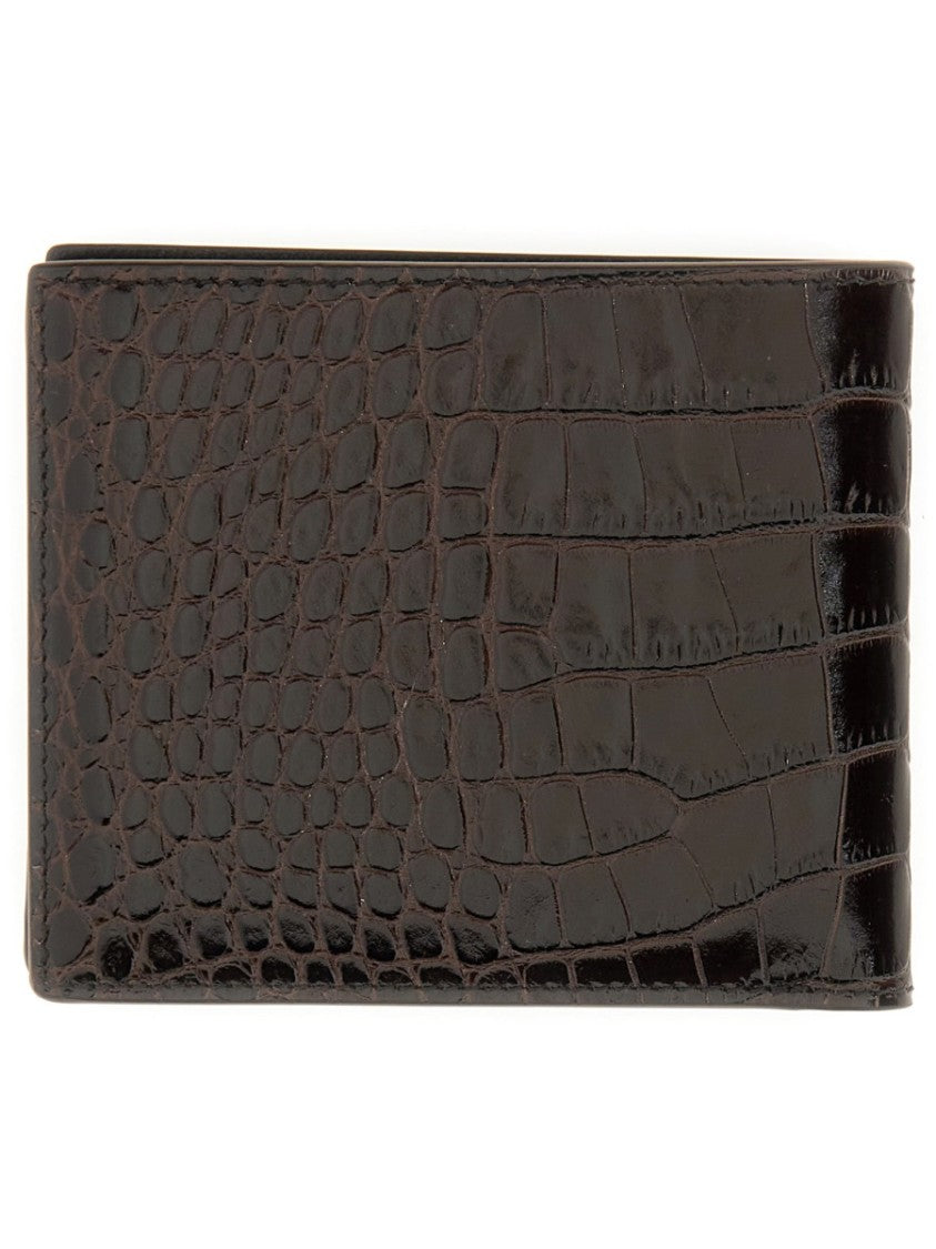 Tom Ford Textured Leather Wallet With Crocodile Pattern